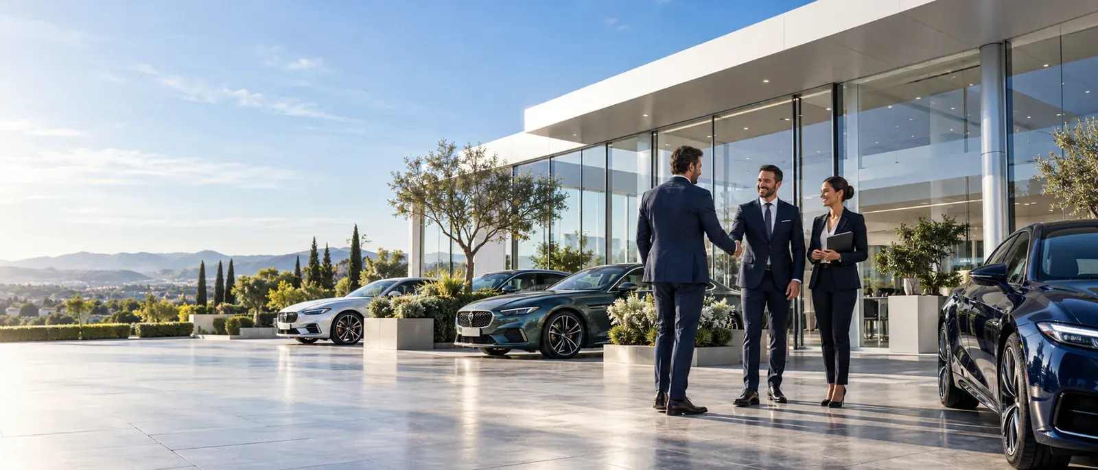 Concession automobile moderne accueillant ses clients